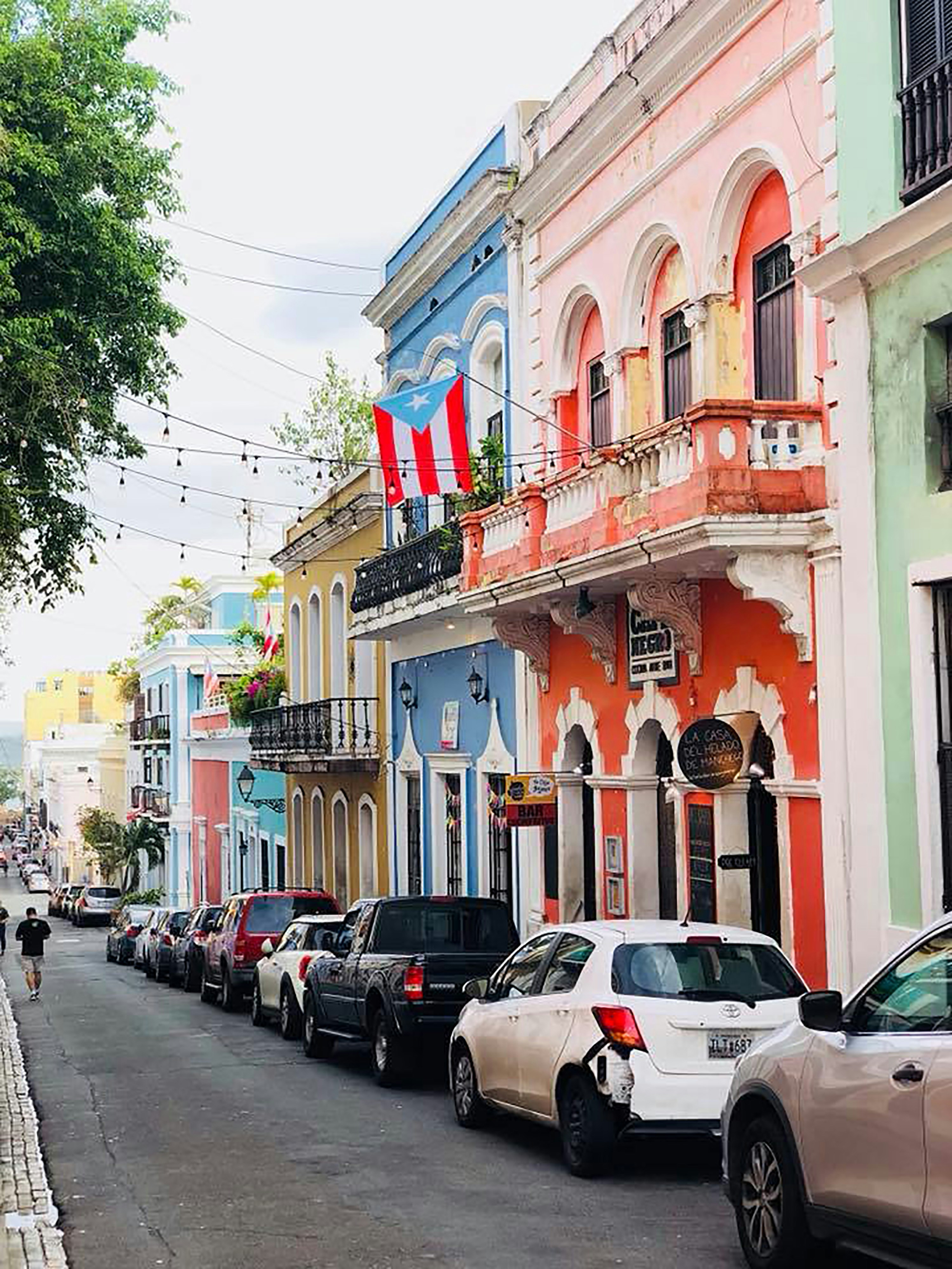 Colorful colonial buildings lining the cobblestone streets of Old San Juan